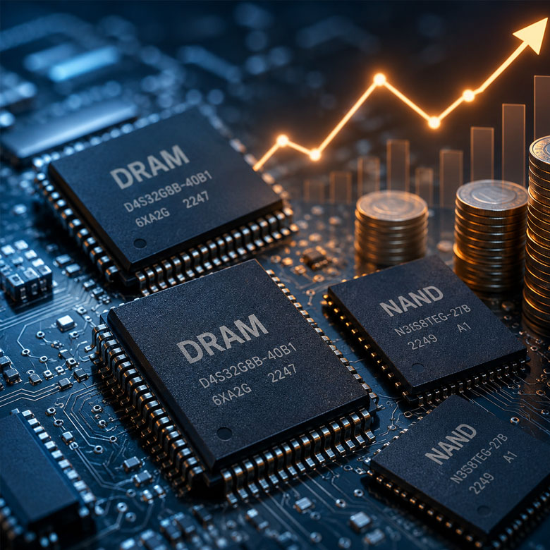 DRAM memory chips driving PC price rises in 2026